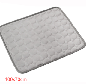 Pet Dog Cat Ice Silk Cold Nest Pad For Cooling In Summer (Option: Gray-102X70cm)