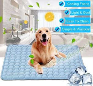 Pet Dog Cat Ice Silk Cold Nest Pad For Cooling In Summer (Option: Blue-63x50cm)