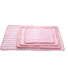 Pet Dog Cat Ice Silk Cold Nest Pad For Cooling In Summer (Option: Pink-70x56cm)