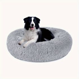 Non-Slip Dog Or Cat Beds Multiple Sizes, Calming Pet Beds For Indoor Cat Kennel Bed Pet Sofa, Round Cushion Cuddler Puppy Sofa, Machine Washable (Option: Lightgray70cm)