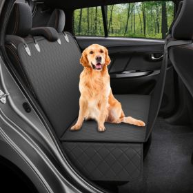 Dog Car Seat Cover View Mesh Pet Carrier Hammock Safety Protector Car Rear Back Seat Mat With Zipper And Pocket For Travel (Option: A black)