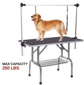 Portable Professional Dog Pet Grooming Table Adjustable Heavy Duty (Color: Black)