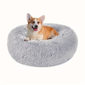 Non-Slip Dog Or Cat Beds Multiple Sizes, Calming Pet Beds For Indoor Cat Kennel Bed Pet Sofa, Round Cushion Cuddler Puppy Sofa, Machine Washable (Option: Lightgray60cm)