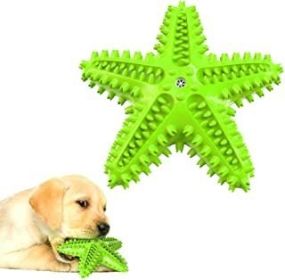 Dog Chew Toys, Natural Rubber Starfish-Shaped Dog Toys, Interactive Treats, Squeaky Dog Toothbrush Cleaner Teething Toys, Outdoor Puzzle Training (Color: Green)