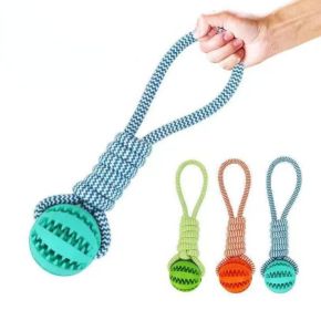 Dog Toys Treat Balls Interactive Hemp Rope Rubber Leaking Balls For Small Dogs Chewing Bite Resistant Toys Pet Tooth Cleaning Bite Resistant Toy (Color: Blue)