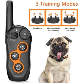 Dog Training Collar; 100% Waterproof Dog Shock Collar with Remote Range 1300ft; 3 Training Modes; Beep; Shock; Vibration; Rechargeable Electric S (Color: 1 receptore set)