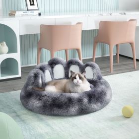 Cute Dog Bed Bear Paw Shape Pet Bed - Dog Beds & Furniture for Small and Medium Dogs, Cat Beds for Indoor Cats (Color: Tie-dye dark gray, size: S-60cm/24inch)