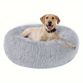 Non-Slip Dog Or Cat Beds Multiple Sizes, Calming Pet Beds For Indoor Cat Kennel Bed Pet Sofa, Round Cushion Cuddler Puppy Sofa, Machine Washable (Option: Lightgray80cm)